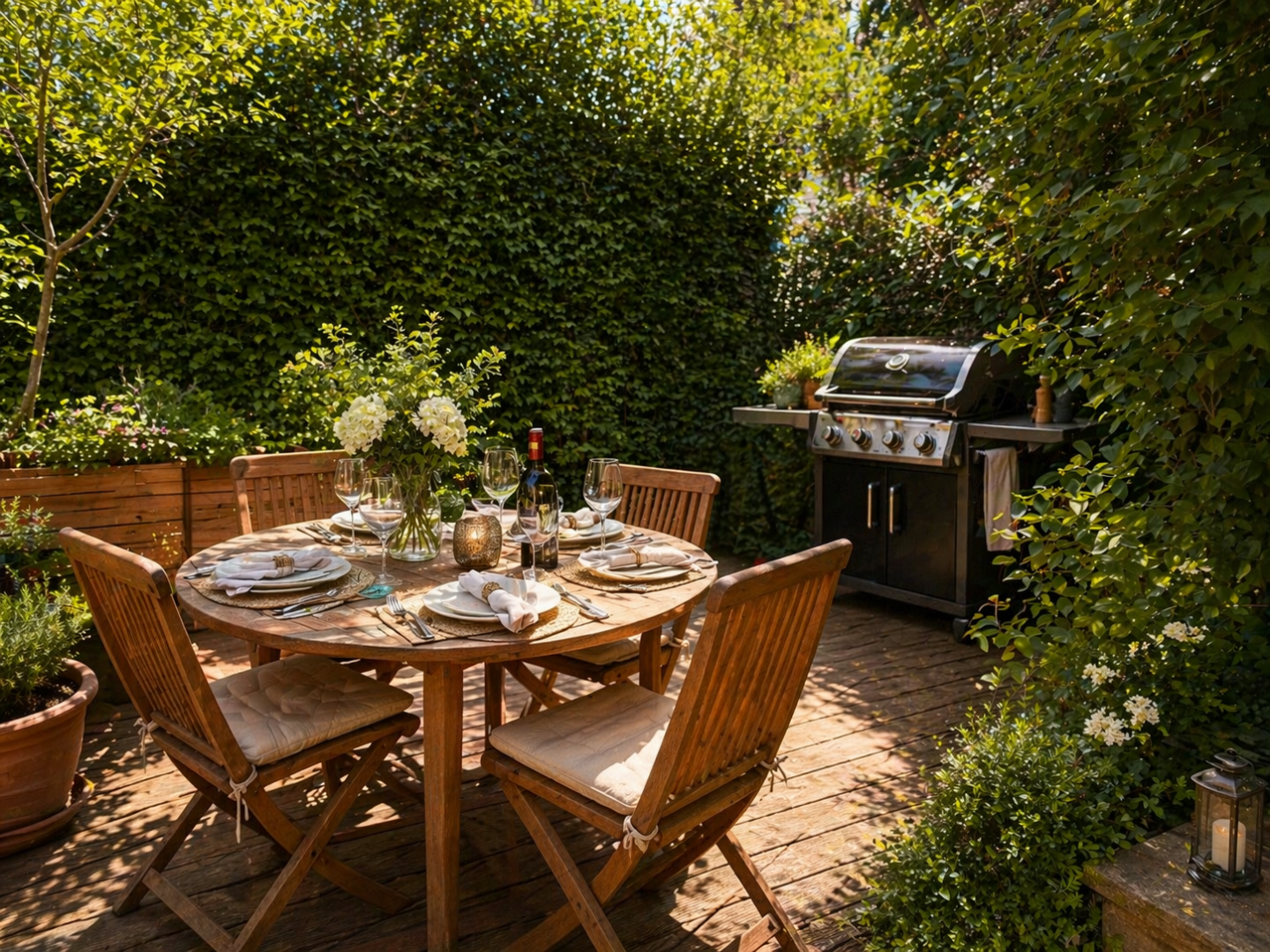 Sonnige Terrasse mit privater Atmosphäre